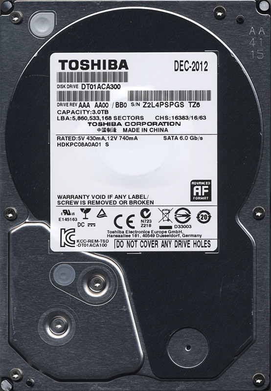 Disque Dur Toshiba 3 To (3000 Go) S-ATA 3 - (6 Gb/s) (DT01ACA300) - La Poste